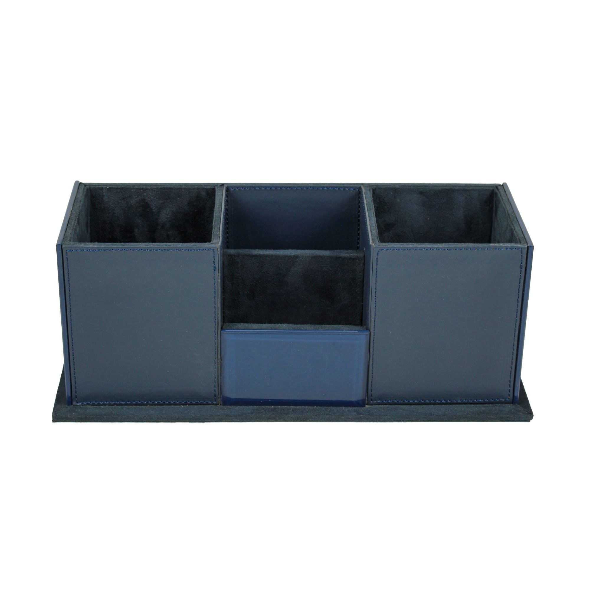 Premium Blue Leatherite Desk Organizer